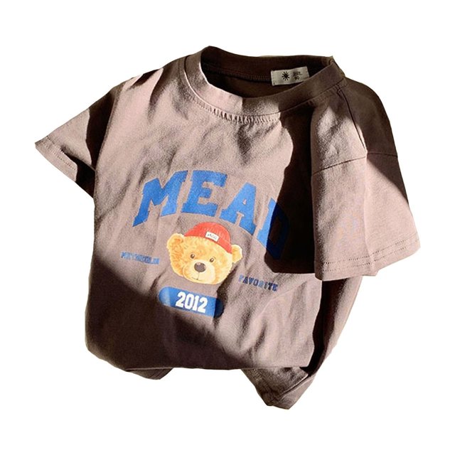 Icvfdpl Chemises pour Filles Mode Imprimée Col Rond Manches Courtes T-Shirt d'Été Décontracté Hauts Quotidien Doux et Agréable pour la Peau 8-9 Ans