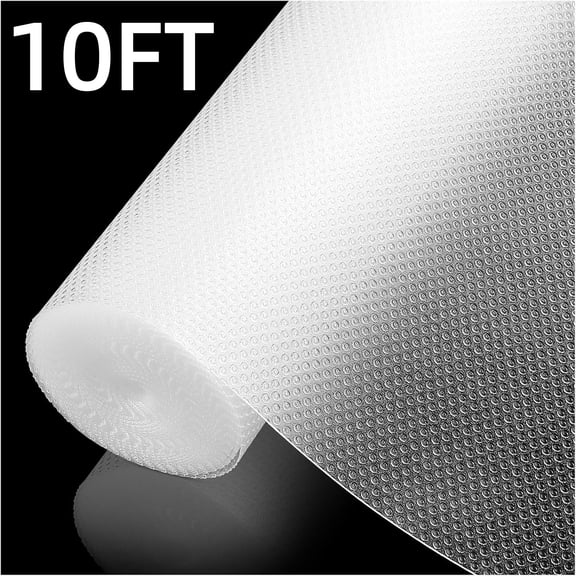 10ft X 12in Shelf Liner For Kitchen Cabinet,EVA Drawer Liners Non Adhesive Non Slip Water Proof Thickened Plastic Mat,Dresser Pantry Bathroom Refrigerator Protector,Clear Table Mat