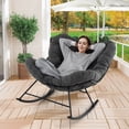 thumbnail image 4 of Costway Indoor Outdoor Rocking Chair, Oversized Egg Papasan Chair with Padded Cushion Black, 4 of 12