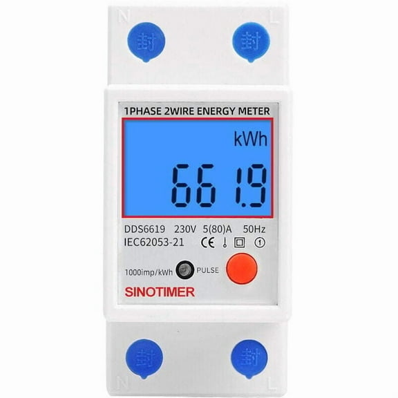 Single-phase electric sub-meter, MID certified, 45A max modular, Single tariff, LCD display.