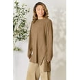 thumbnail image 3 of Garden Naked Basic Bae Full Size Ribbed Round Neck Long Sleeve Slit Top, 3 of 10