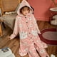 thumbnail image 2 of Conjunto de Pijamas de franela para Mujer, ropa de dormir con estampado Kawaii, con gorro de terciopelo, para el hogar, para Otoño e Invierno, 2 of 4