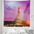 thumbnail image 1 of Eiffel Tower Tapestry, Famaous Paris Landmark with Urban View Under and Vivid Pink Purple Tone Sky, Fabric Wall Hanging Decor for Bedroom Living Room Dorm, 5 Sizes, Multicolor, by Ambesonne, 1 of 1
