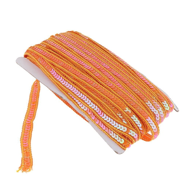 KLKCMS 38.3 Yards Glitter Sequin Ribbon Roll Sewing String for Sewing Crafts Costume Orange