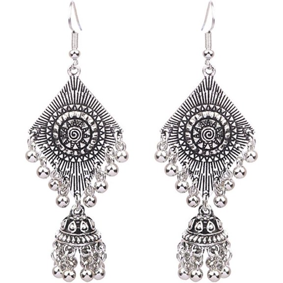 Bohemian Earrings Vintage Antique Retro Handmade Bronze Tassel Geometry Jewelry