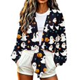 thumbnail image 3 of Gamivast Open Front Cardigan for Women Tie Knot Long Sleeve Shrugs Witch Hat Print Lightweight Cropped Tops Halloween Cover Up for Fall Festival Holiday Outfits, 3 of 6