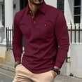 thumbnail image 2 of RongHuan Long Sleeve Golf Shirt for Men Regular Fit Lapel Tshirts Lightweight Sports Shirts Button Up Tees Tops, 2 of 10