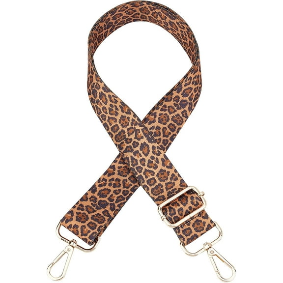 Polyester Leopard Print Pattern Bag Straps with Alloy Swivel Clasps Bag Replacement Accessories Light Gold Sienna 77.5~138.5x3.8x0.15cm