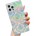 thumbnail image 1 of HAHDAXIA Luxury Square Edge Glitter Compatible with iPhone 12 Pro Max Case, Slim Stylish Bling Retro Flower Soft TPU Silicone Gel Shockproof Protective Durable Cases Cover(Silver), 1 of 7