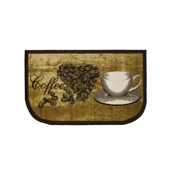 Kashi Home Kitchen Rug, Printed Area Rug, Durable Floor, Door Mat, Farmhouse Non-Slip Carpet Latex Backing Beautiful Design, Roasted Heart 18x30 D-Shape