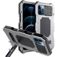 thumbnail image 1 of Compatible avec iPhone 13 Pro max Étui en Métal Étanche, Protecteur d'Écran Intégré Couverture Militaire Robuste Support Complet Protection de l'Objectif de la Caméra pour iPhone 13 Pro max, Argent, 1 of 5