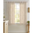thumbnail image 4 of Khaki Boho Sheer Curtains 45 Inch Length 2 Panels Set for Living Room/Bedroom, Middle Century Modern Abstract Art Kitchen Curtains Grommet Semi-Sheer Curtains Drapes Voile Window Treatments 42"x45"x2, 4 of 7