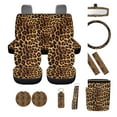 thumbnail image 2 of XYZCANDO Leopard Print Coasters Steering Wheel Cover Center Mirror Cover Car Seat Cover Seat Belt Cover Keychain Lipstick Cover Car Trash Can Personalized Soft Fits Small Sedans, Mini SUVs, 2 of 5