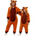 thumbnail image 5 of Christmas Pajamas Christmas Family Matching Adult Romper Long Sleeve Hooded Full Length Pants Animal Print Fleece Soft Sleepwear For Parents Brown M, 5 of 6
