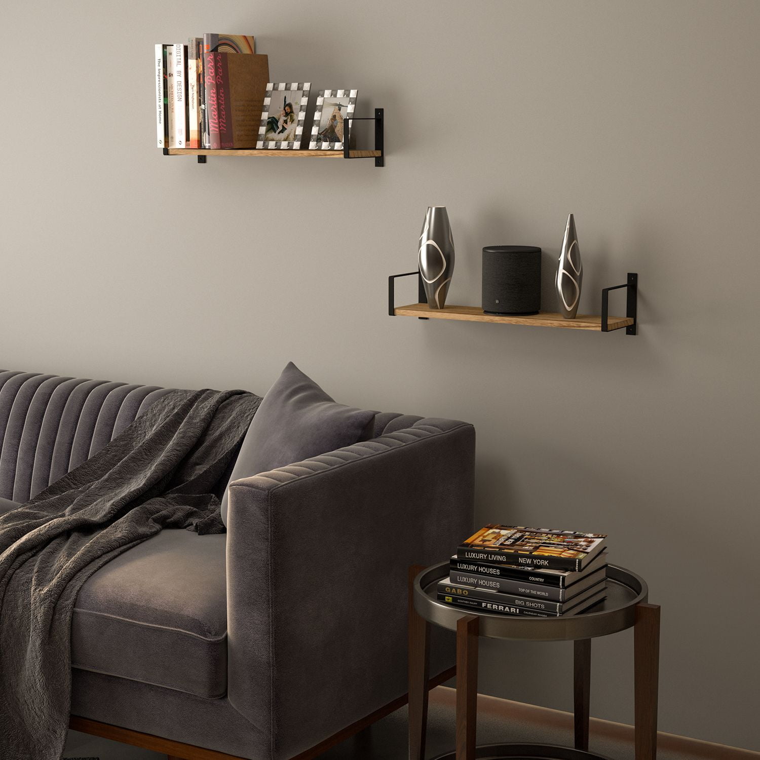 Roca 24x6 Bookshelves for Living Room Decor, 2-Tier Floating Shelves –  Wallniture