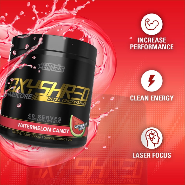 EHP LABS OxyShred Pre Workout Powder, 275mg Caffeine, Energy & Focus, Watermelon Candy, 40 Servings - Walmart.com EHP LABS OxyShred Pre Workout Powder, 275mg Caffeine, Energy & Focus, Watermelon Candy, 40 Servings - Walmart.com