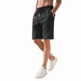 thumbnail image 3 of Men's Drawstring Pockets Elastic Waist Shorts for Casual Beach Black XXL, 3 of 9