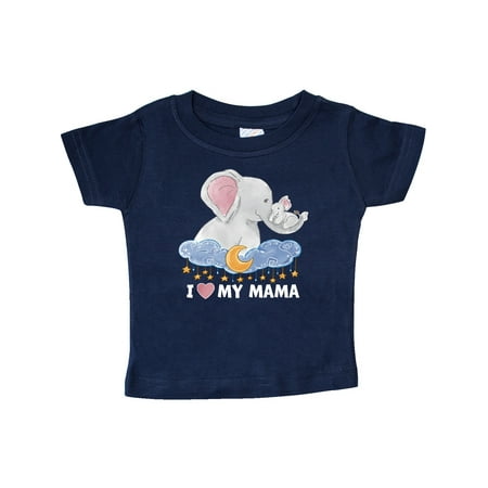 

Inktastic I Love My Mama Cute Elephants with Moon and Stars Gift Baby Boy or Baby Girl T-Shirt