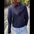 thumbnail image 4 of Sudadera de Punto Corta con Cremallera para Mujer, Sudadera con Capucha para Otoño e Invierno, Abrigo Estilo Y2K de los Años 90, Ropa de Calle. Azul Oscuro XL, 4 of 7