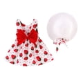 thumbnail image 3 of LoyisViDion Baby Girls Dress Clearance Toddler Baby Kids Girls Sleeveless Strawberry Print Princess Dress Hat Outfits Red 1-2 Years, 3 of 8