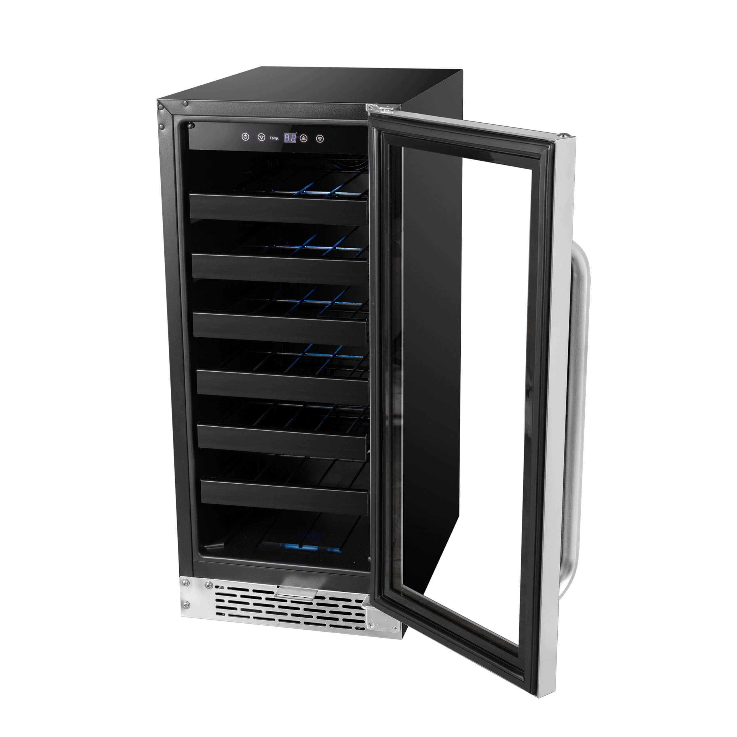 Whynter BWR-308SB 15" Built-In 33 Bottle Undercounter Stainless Steel Wine Refrigerator with Reversible Door, Digital Control, Lock, and Carbon Filter