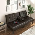 thumbnail image 6 of Mainstays Memory Foam Futon with Cupholders and USB, Dark Brown Faux Leather, 6 of 28
