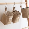 thumbnail image 6 of Shoreew Cotton Linen Hanging Storage Bag Wall Mounted Storage Basket Small Folding Storage Bag with Handle for Keys Toys Cosmetics, 6 of 7