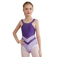 thumbnail image 3 of CHICTRY Gymnastics Leotard for Girls Shiny Rhinestone Cutout Back One Piece Unitard Top Purple 12, 3 of 7