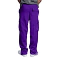 thumbnail image 5 of Dweltoz Men's Heavyweigh Cargo Sweatpants Casual Loose Fit Wide Leg Joggers Drawstring Open Bottom Workout Trousers with Pockets,Purple 2XL, 5 of 9