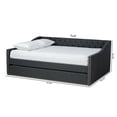thumbnail image 4 of Baxton Studio Haylie Dark Gray Upholstered Queen Size Daybed with Roll-Out Trundle Bed, 4 of 12