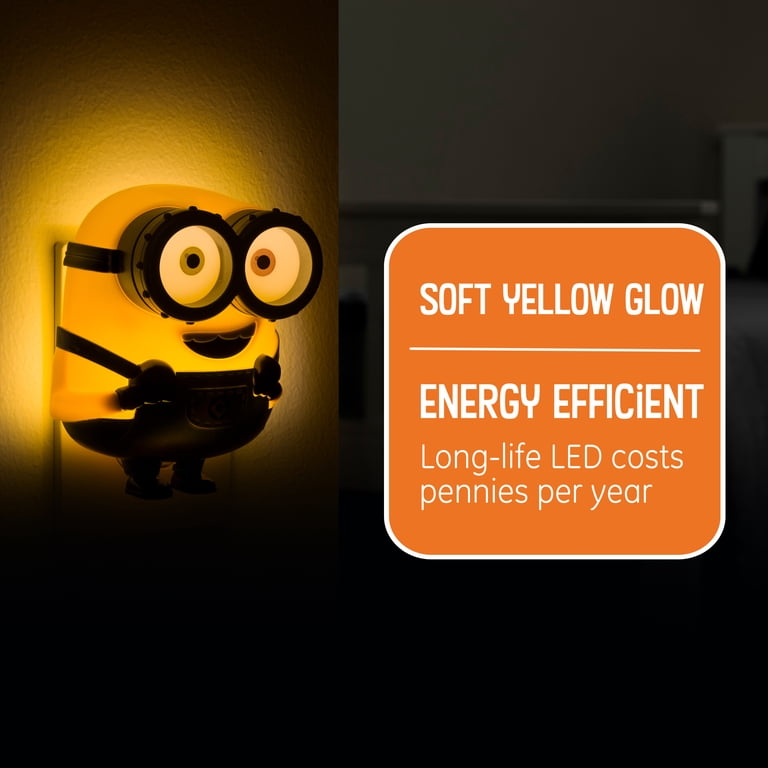 Minions LED-Bulb Night Light, Plug-In, Dusk to Dawn, Yellow Glow