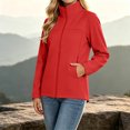 thumbnail image 5 of Mifsaly Womens Softshell Jacket Full Zip Stand Collar Windbreaker Long Sleeve Casual Outdoor Coat with Zipper Pockets Red,S, 5 of 9