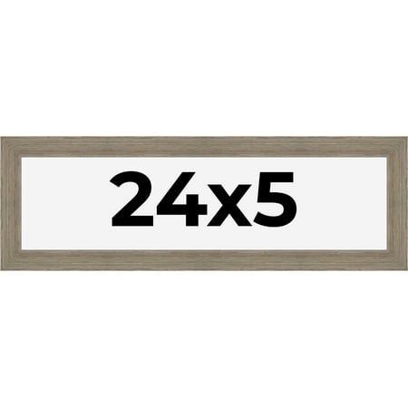 24x5 Frame Gray Barnwood Rustic Solid Wood Picture Frame | 1.5 Inch Moulding Width | Includes UV