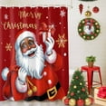 thumbnail image 5 of Shower Curtain 60"W x 72"L Christmas Black Santa Claus Red Fabric Shower Curtains Set with Hooks Water Repellent Bathroom Curtains Machine Washable Bathroom Accessories, 5 of 9