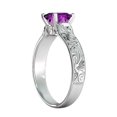 thumbnail image 6 of 2.06 ctw Amethyst Ring with Diamonds 14K White Gold Filigree Cathedral Princess, 6 of 7