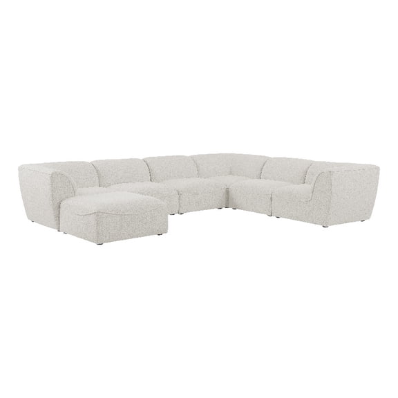 Meridian Furniture Miramar Cream Durable Linen Textured Modular Sectional