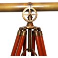 thumbnail image 2 of Nautical Antique Brass Double Barrel Telescope with Wooden Tripod Marine Telescope for Home Decor & Office, 2 of 5