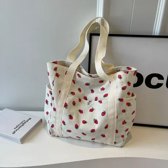 Forest Fresh Corduroy Handbag Sweet and Fashionable Versatile Shoulder Bag Beautiful and Simple Commuter Women's Tote Bag