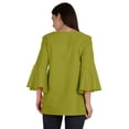 thumbnail image 3 of Moomaya Bell Sleeve Cotton Tunic For Womens V-neck Plain Summer Schiffli Top, 3 of 8
