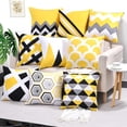 thumbnail image 4 of de 9 fundas de almohada decorativas de 18 x 18 con estampado geométrico de doble cara, funda de almohada bohemia para sofá, sala de estar, cama, coche (amarillo), 4 of 4