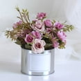 thumbnail image 4 of Artificial Rose Flowers Bouquet Silk Flowers Rose for Home Bridal Wedding Party Festival Decor Plastic Artificial Rose Bouquet Metal Plant Pot Wedding Party Home Decoration, 4 of 8