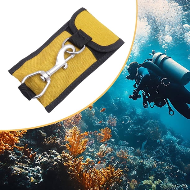 Gancho de Arrecife para Buceo con Correa Cierre Giratorio Resistente Equipo de Buceo para Corrientes y Fotografía Submarina Material Nylon Adecuado amarillo