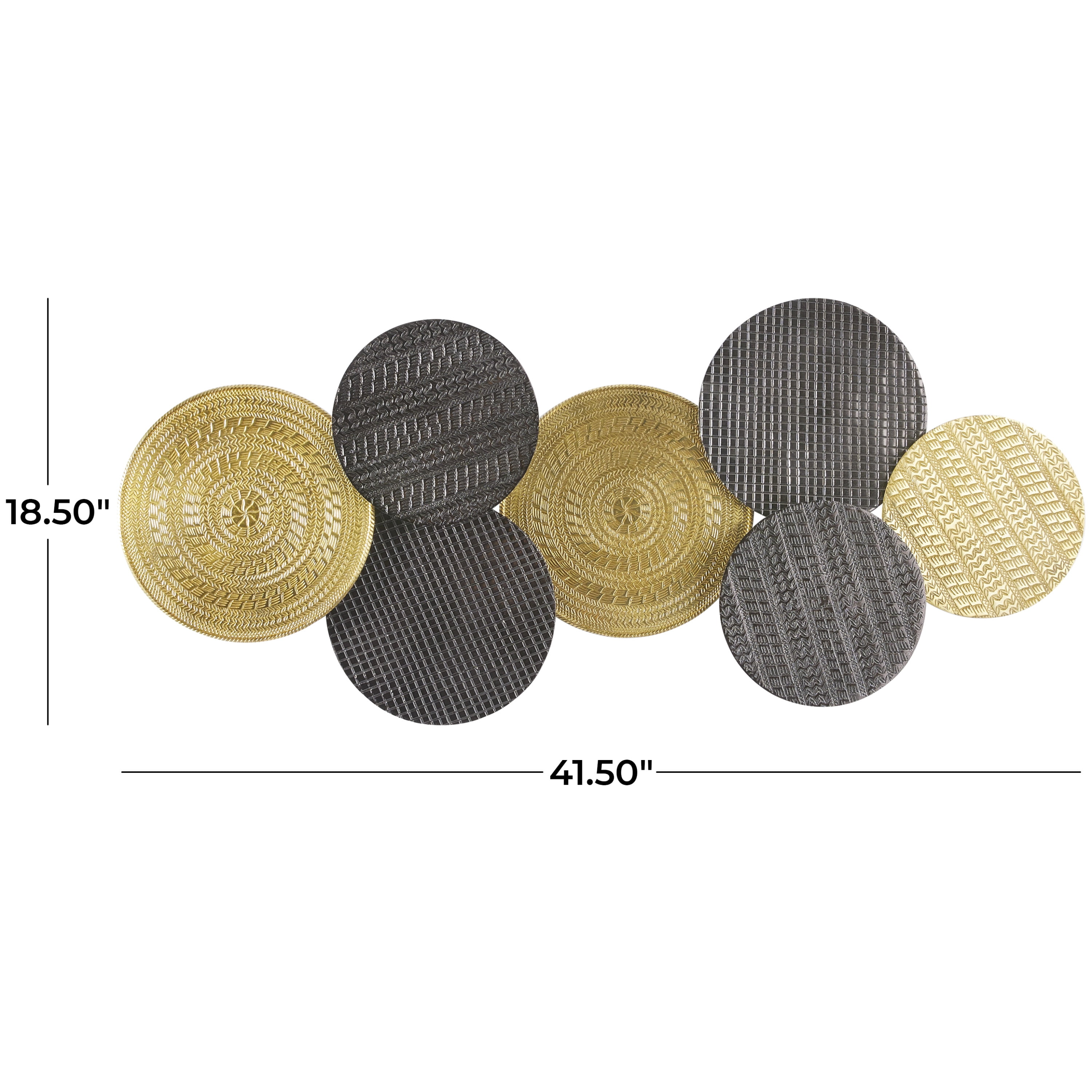 DecMode Gold Aluminum Tribal Plate Wall Decor with Textured Pattern