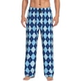 thumbnail image 1 of Balery Blue Squares Pantalones de pijama para hombre, pijama ultraligero, pantalón de descanso-Large, 1 of 6