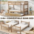 thumbnail image 5 of SESSLIFE Twin Over Twin Bunk Bed with Trundle, Wood Convertible Bunk Bed Frame with Guardrails and Ladder, No Box Spring Needed, Space-Saving Bunk Bed for Bedroom, Dorm, Guest Room, Natural, 5 of 8