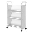 thumbnail image 2 of Garvee 3-Tier Rolling Book Cart on Wheels, V-Shaped Storage Bookshelf with Side Hooks for Library, School, Home, White, 2 of 8