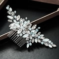 thumbnail image 4 of Wedding Hair Comb Silver Rhinestones Opal Crystal Vintage, 4 of 5