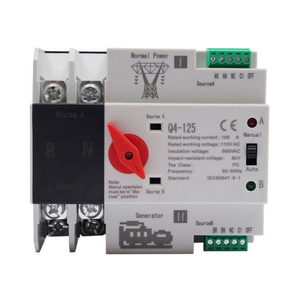 2P 100A 110V Dual Power Automatic Transfer Switch Generator Changeover Switch