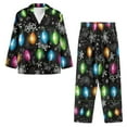 thumbnail image 2 of Renewold Warmth Button Pajama for Women Size M Colorful Lights Snowflake Athletic Clothing Sleepwear for Yoga Vacation 2pcs Relaxed Home Life Nightwear Lounge Set,Christmas Holiday, 2 of 5