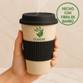 thumbnail image 2 of Domore set 4 vasos cafeteros 500 ml negro fibra de bambú reutilizables con tapa, 2 of 5